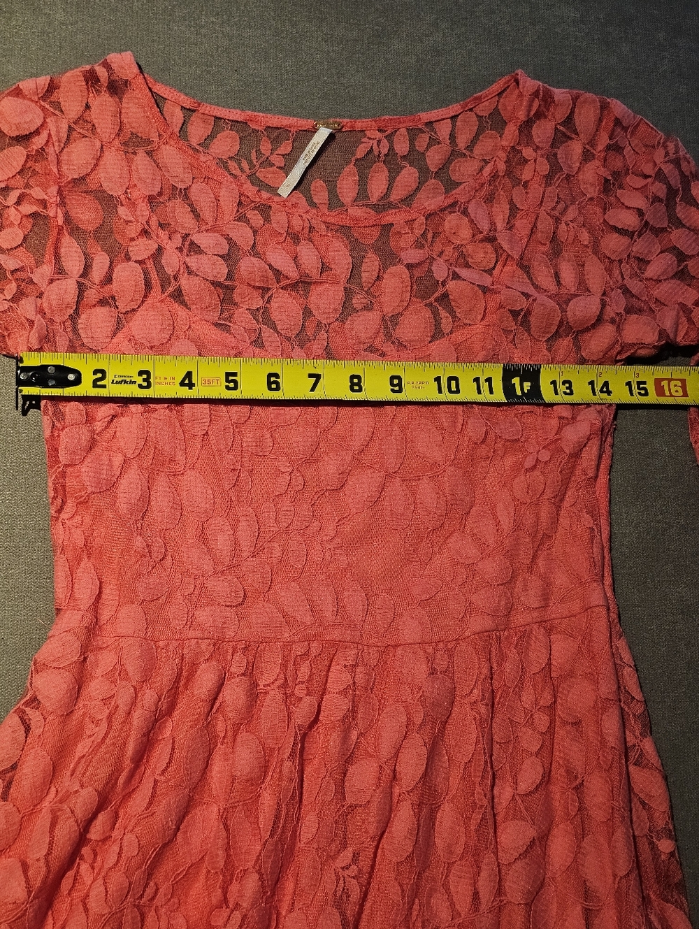 Free People Pink On Pink Mini Floral Mesh Lace Dress 3/4 Sleeve Size 2 Fairycore - Picture 10 of 12